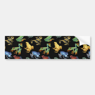 Frogs on black bumper sticker