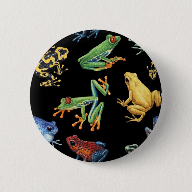 Frogs on black button (Front)