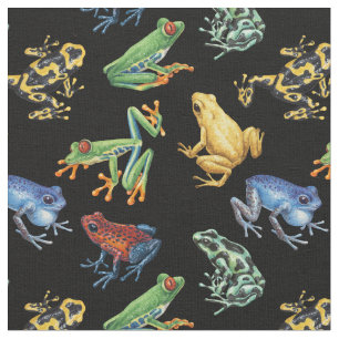 Frogs on black fabric