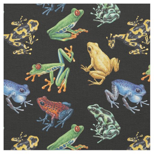 Frogs on black fabric