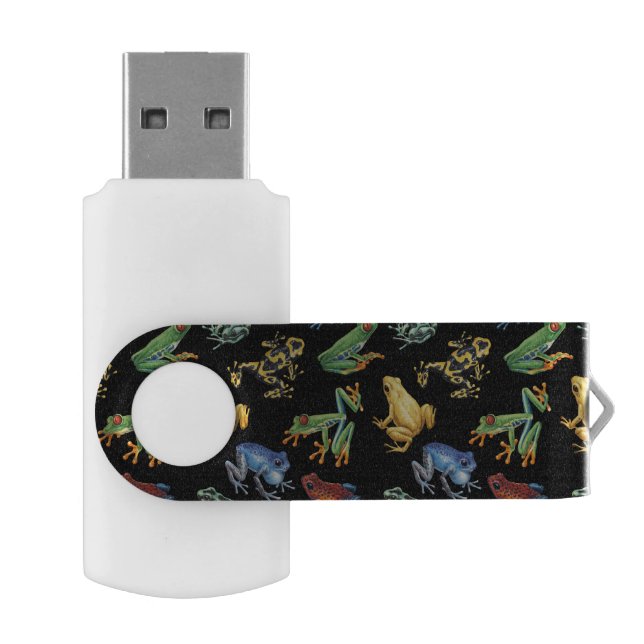 Frogs on black flash drive (Opened)