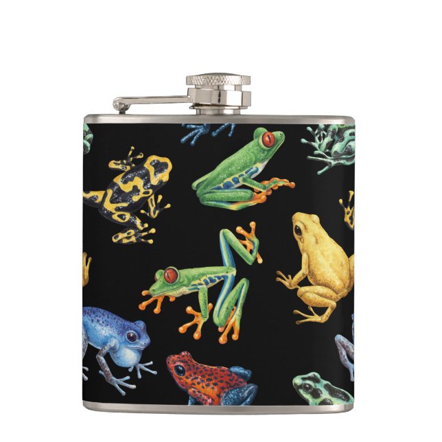 Frogs on black flask (Front)