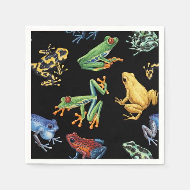 Frogs on black napkins (Front)
