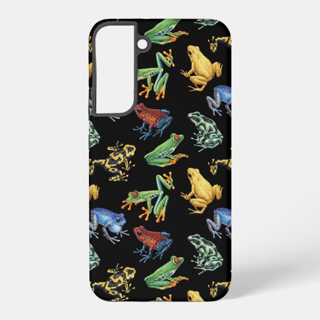 Frogs on black samsung galaxy case (Back)