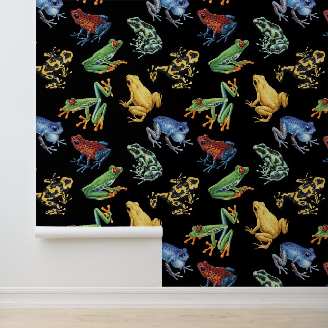 Frogs on black wallpaper  (Application)