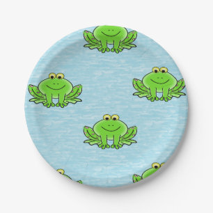 frogs on blue water paper plates