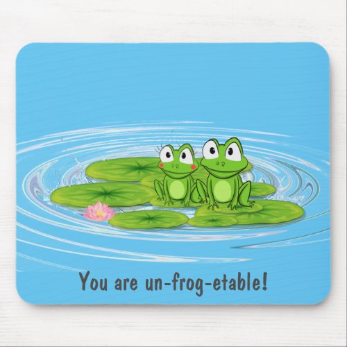 frogs on lily pad and water mouse pad