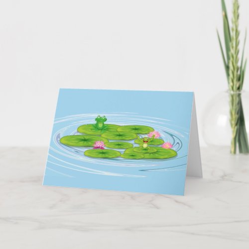 Frogs On Lily Pad Birthday Card