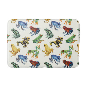 Frogs on natural white bath mat
