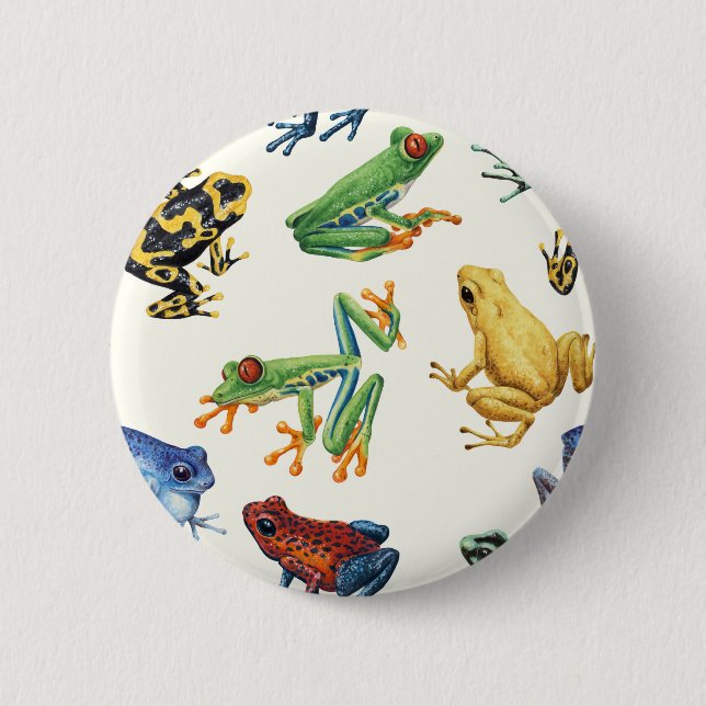 Frogs on natural white button (Front)