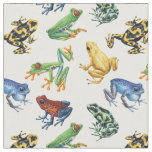 Frogs on natural white fabric