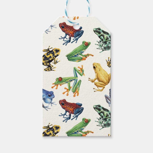 Frogs on natural white gift tags (Front)