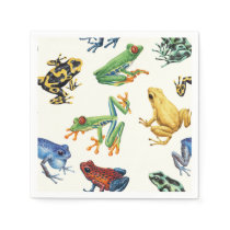 Frogs on natural white napkins