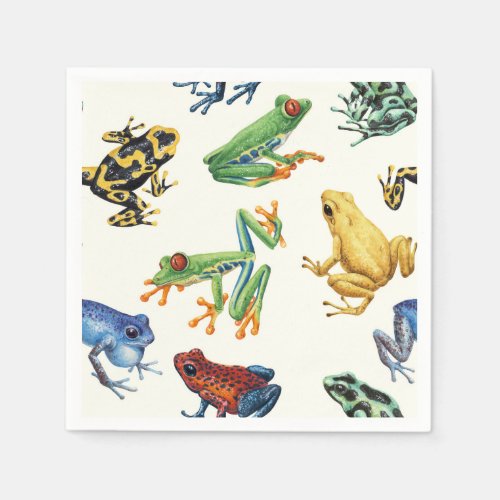 Frogs on natural white napkins