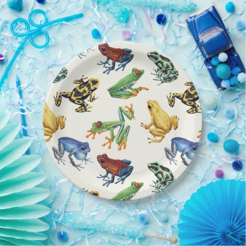 Frogs on natural white paper plates