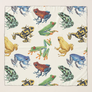 Frogs on natural white scarf