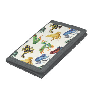 Frogs on natural white tri-fold wallet