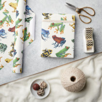 Frogs on natural white wrapping paper