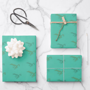frogs on teal wrapping paper sheets