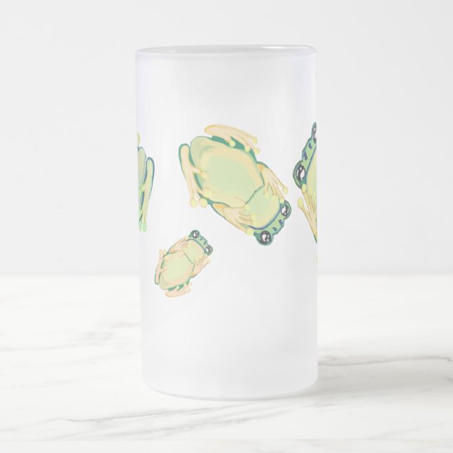 frogs on the glass frosted glass beer mug (Center)