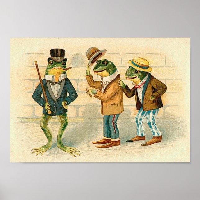 Frogs on the Street - Vintage Art  Poster (Front)