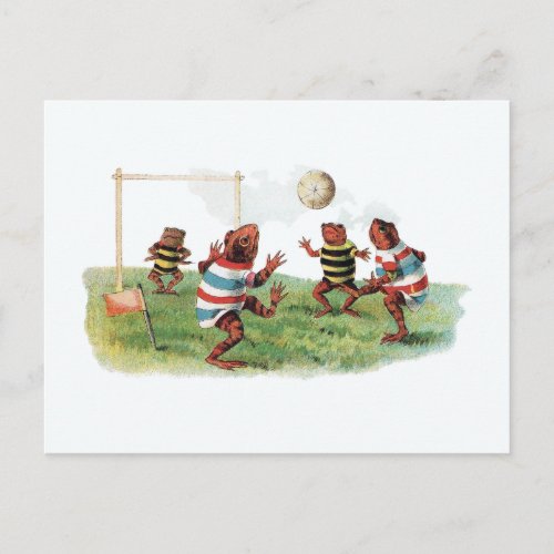 Frogs Playing Football Postcard