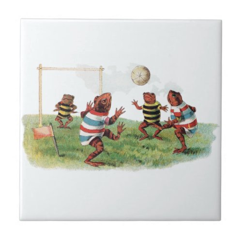 Frogs Playing Football Tile