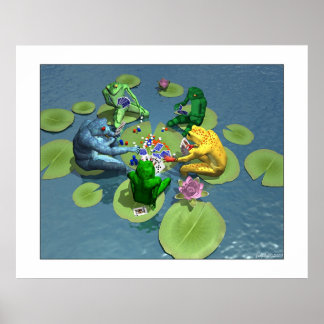 Frogs Playing Poker Poster