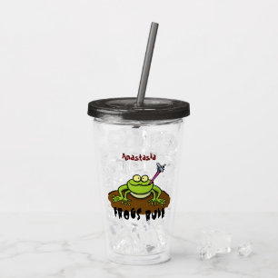 Frogs rule funny green frog cartoon acrylic tumbler
