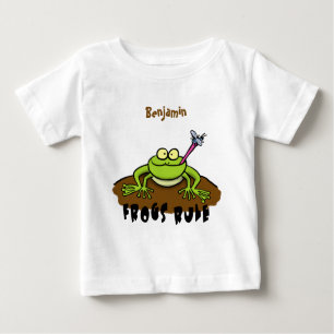 Frogs rule funny green frog cartoon baby T-Shirt