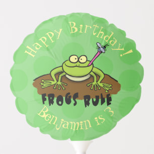 Frogs rule funny green frog cartoon balloon