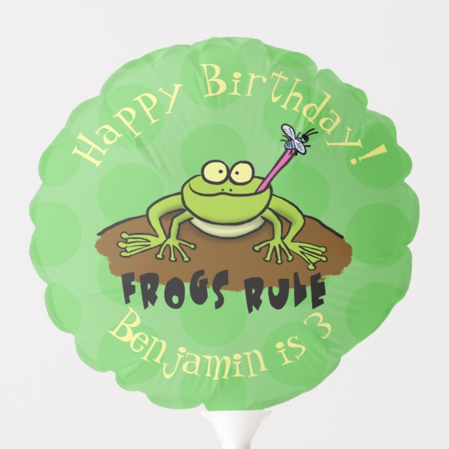 Frogs rule funny green frog cartoon balloon (Front)