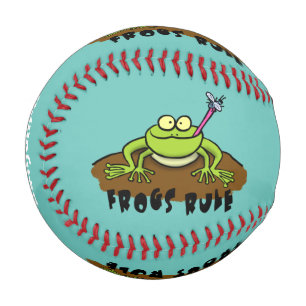 Frogs rule funny green frog cartoon baseball