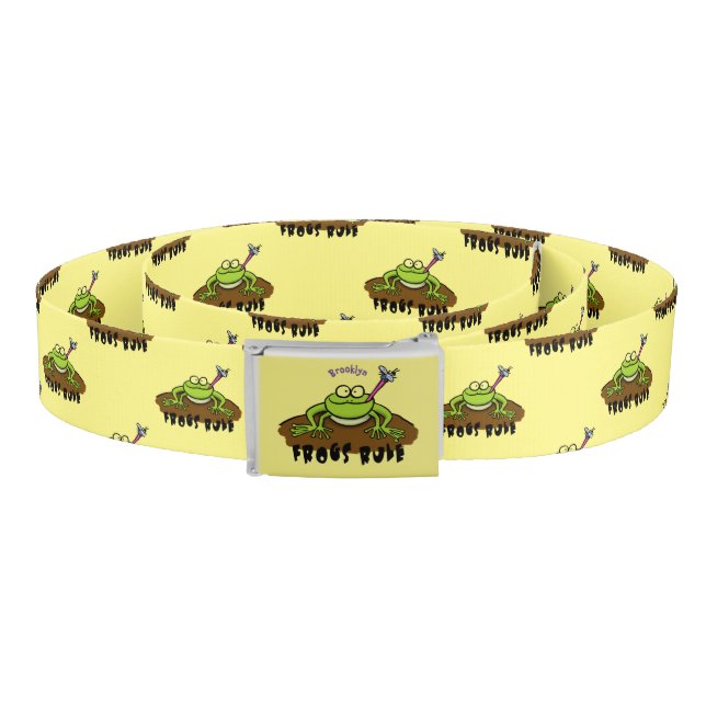 Frogs rule funny green frog cartoon belt (Coil)