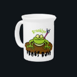 Frogs rule funny green frog cartoon beverage pitcher<br><div class="desc">Frogs rule! Our funny green frog catching a fly is cute and cool!</div>