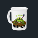 Frogs rule funny green frog cartoon beverage pitcher<br><div class="desc">Frogs rule! Our funny green frog catching a fly is cute and cool!</div>