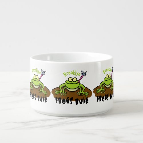 Frogs rule funny green frog cartoon bowl