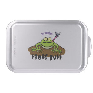 Frogs rule funny green frog cartoon cake pan