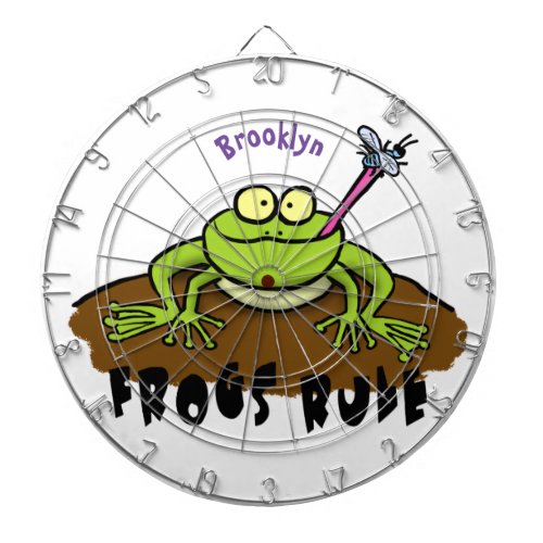 Frogs rule funny green frog cartoon dart board