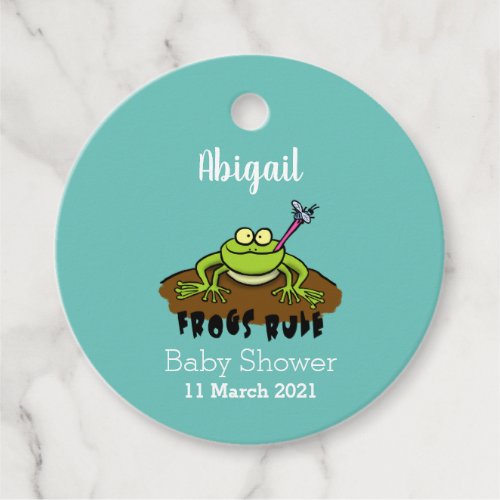 Frogs rule funny green frog cartoon  favor tags