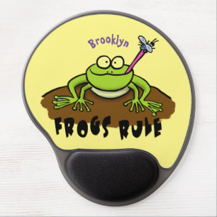 Frogs rule funny green frog cartoon gel mouse pad
