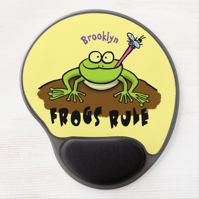 Frogs rule funny green frog cartoon gel mouse pad (Front)