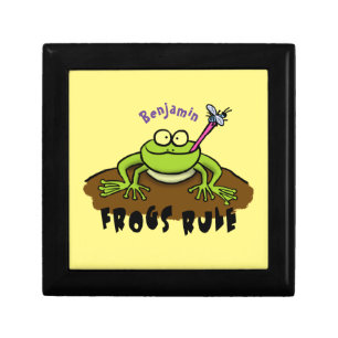 Frogs rule funny green frog cartoon gift box
