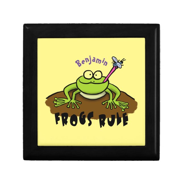 Frogs rule funny green frog cartoon gift box (Front)