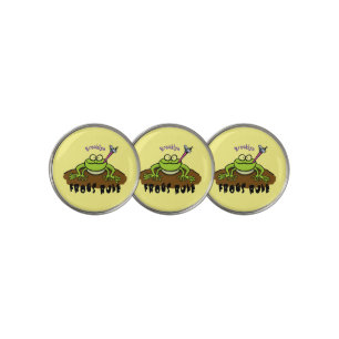 Frogs rule funny green frog cartoon golf ball marker