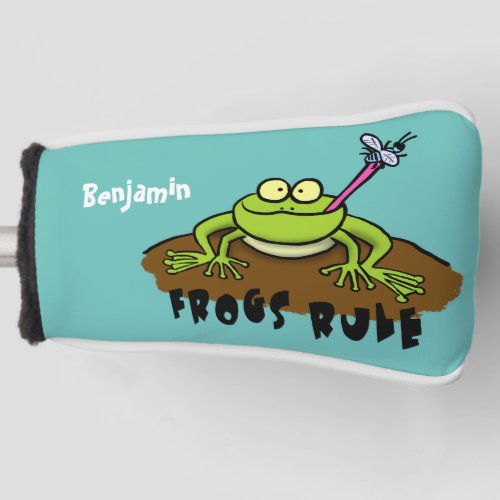 Frogs rule funny green frog cartoon golf head cover