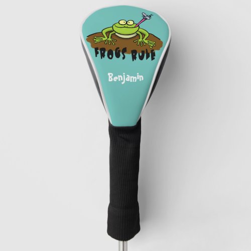 Frogs rule funny green frog cartoon golf head cover