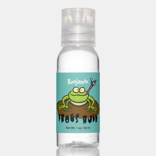 Frogs rule funny green frog cartoon hand sanitizer