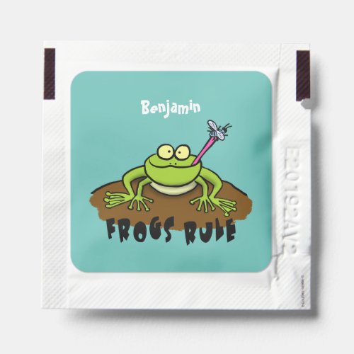 Frogs rule funny green frog cartoon hand sanitizer packet