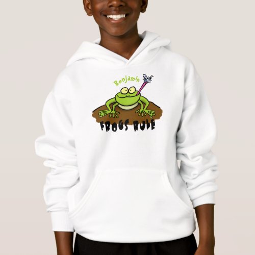 Frogs rule funny green frog cartoon hoodie